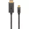 USB pintas adapterio laidas, USB-C kištukas > HDMI kištukas, 4K / 60Hz (juoda/sidabrinė, 2 metrai)