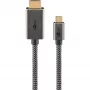 USB pintas adapterio laidas, USB-C kištukas > HDMI kištukas, 4K / 60Hz (juoda/sidabrinė, 2 metrai)
