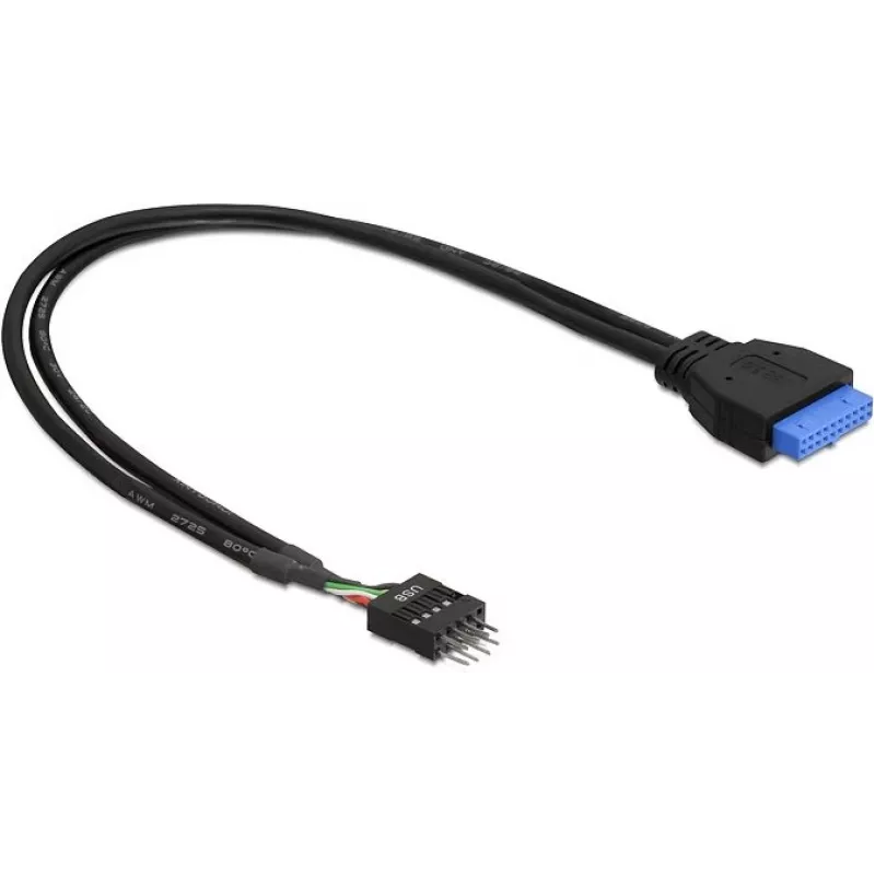 USB 3.0 19 kontaktų į USB 2.0 8 kontaktų kabelis DeLOCK 83792 60 cm juodas
