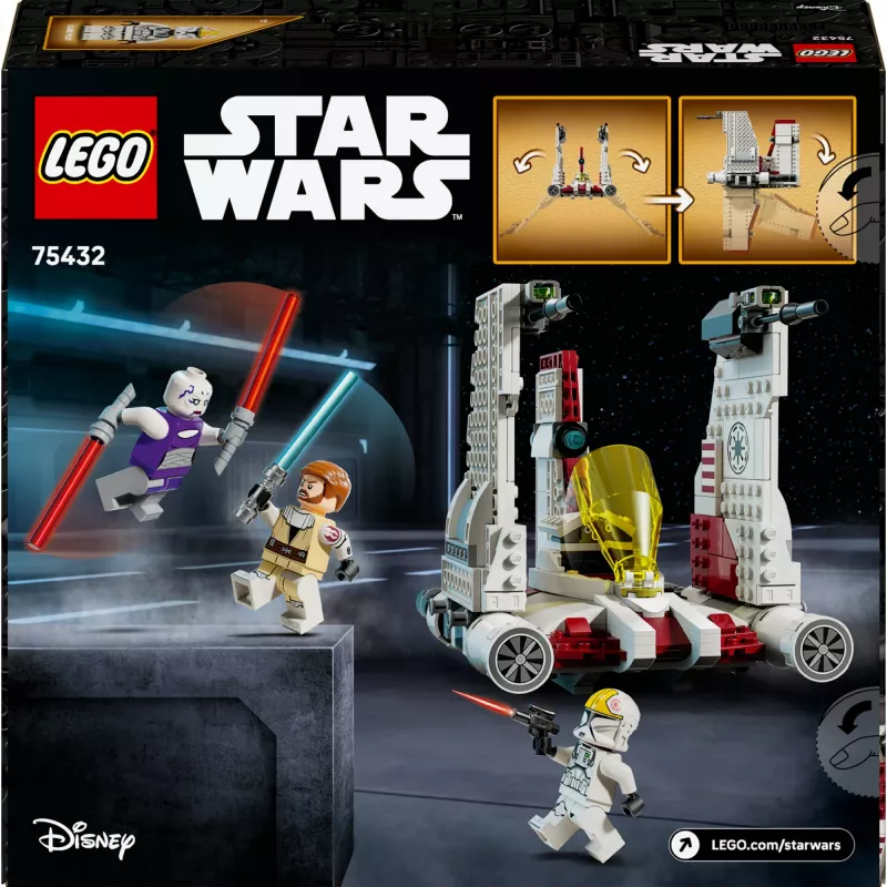 LEGO Star Wars V-19 Torrent Fighter 75432 statybos rinkinys — 567 vnt., 3 minifigūros, demonstravimo ir žaidimo modelis