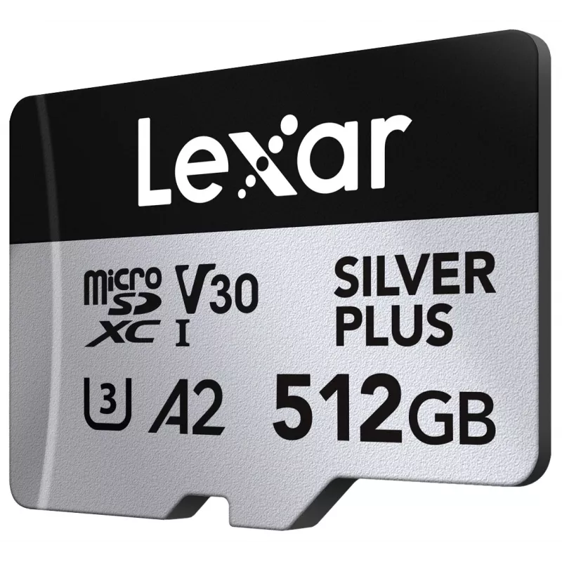 Flash atmintinė Lexar 512 GB UHS-I microSDXC Sidabrinė PLUS