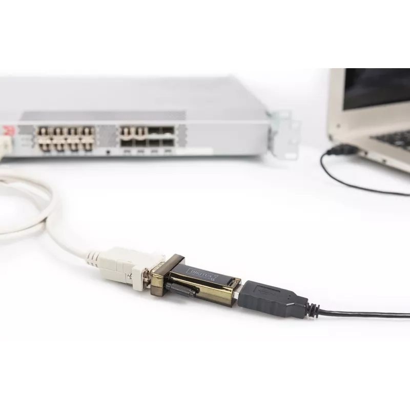 DIGITUS USB 2.0 į serijinį keitiklį DSUB 9M su USB A kabeliu 80cm FTDI mikroschema USB 2.0 į RS232 (FT232RL)