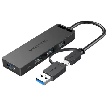 Vention 4 prievadų USB 3.0 šakotuvas su USB-C ir USB 3.0 2-in-1 sąsaja ir maitinimo šaltiniu 0,15 m ABS tipo