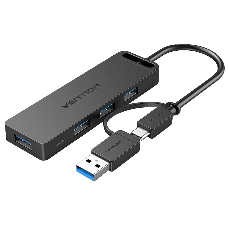 Vention 4 prievadų USB 3.0 šakotuvas su USB-C ir USB 3.0 2-in-1 sąsaja ir maitinimo šaltiniu 0,15 m ABS tipo