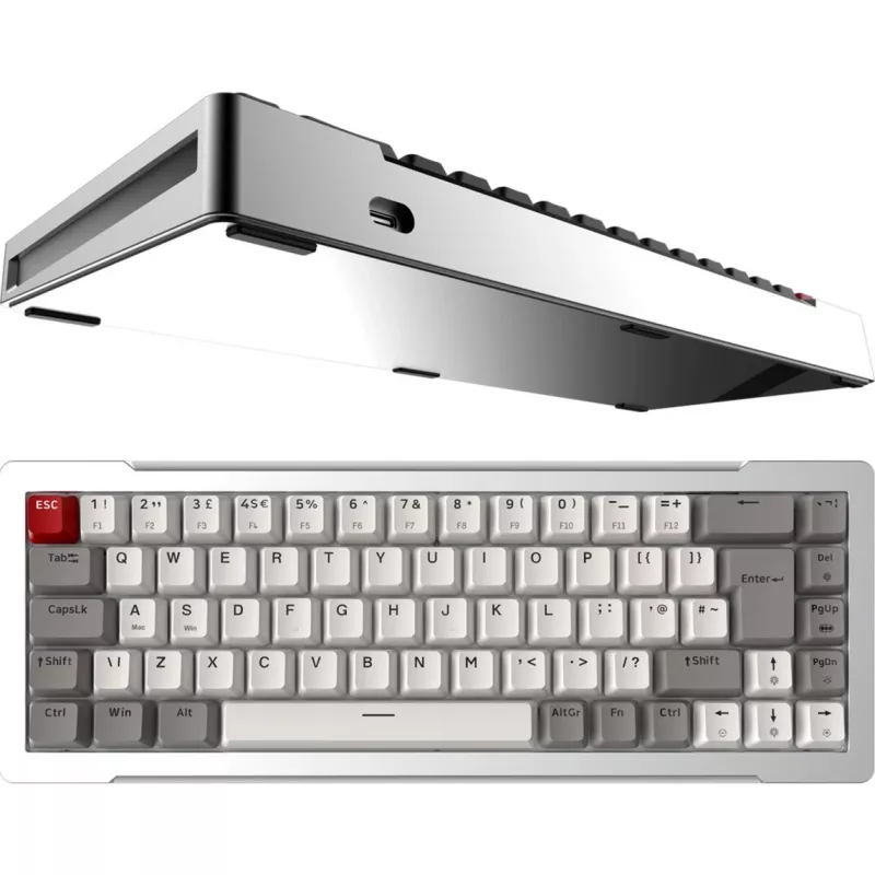 Raijintek MGA-68 žaidimų klaviatūra, Hejin Magnetic Yellow jungikliai, DE išdėstymas, sidabrinė