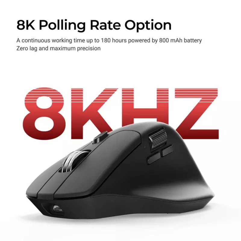 Pelė Keychron M6 Dešiniarankė Universali — Optinė, RF Belaidė + Bluetooth + USB-C, 30000 DPI, Juoda