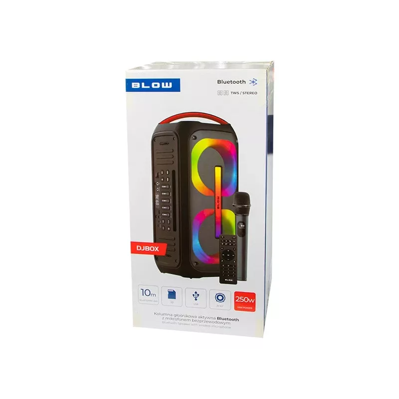 Nešiojamas mono Bluetooth garsiakalbis BLOW 30-392# — 6000 mAh baterija, 6,5 W RMS, Bluetooth 5.0, MicroSD, AUX, Micro-USB, 2 garsiakalbiai, juodas