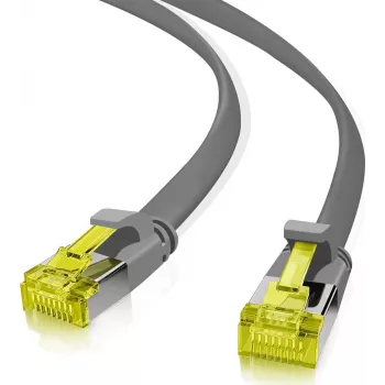 Helos - komutacinis kabelis - RJ-45 (M) į RJ-45 (M) - 50 cm - U/FTP - CAT 6a - Plokščias - Pilkas