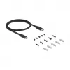 DELOCK USB šakotuvas 3 prievadų 5 Gbps su RJ45 Gigabit PoE++ ir USB Type-C prijungimu, metalinis korpusas, 1,5 kV izoliacija, juodas
