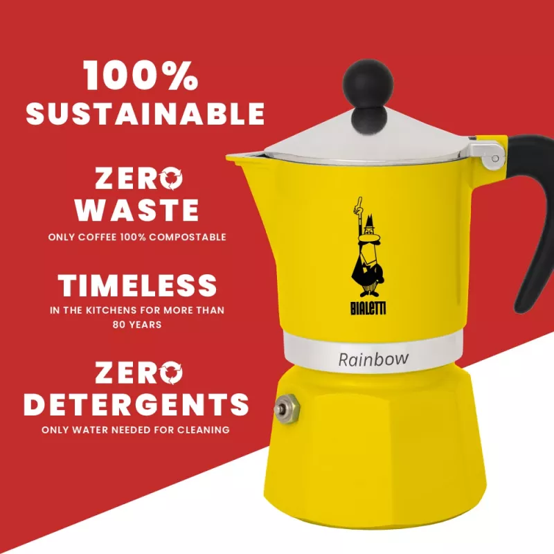Moka puodas Bialetti Rainbow juoda geltona
