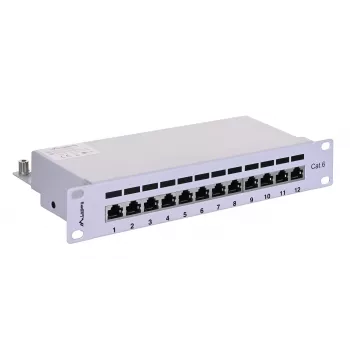 Patch panel LANBERG PPF6-9012-S, 12 prievadų, metalinis, pilkas, 1U, 215×130×44,5 mm