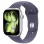 Išmanusis laikrodis Apple Watch Series 11 GPS 42mm sidabrinis aliuminio korpusas, purpurinio rūko sportinė juosta M/L, OLED 374×446, 64GB, GPS, Wi‑Fi, atsparus vandeniui 50m, watchOS 11