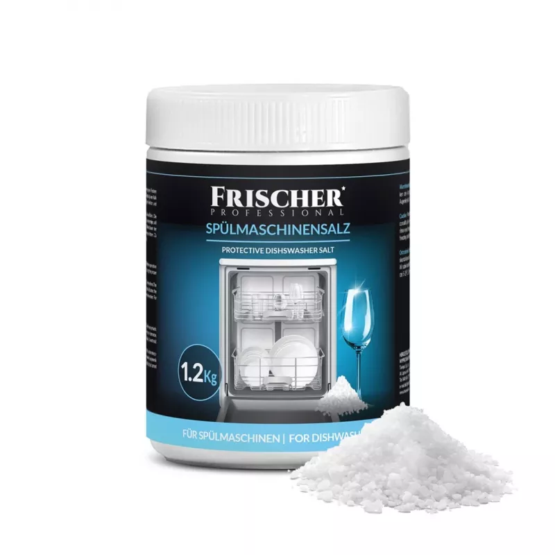 Indaplovės druska FRISCHER FR00101_1200, 1,2 kg, vandens minkštinimo druska plastikiniame indelyje