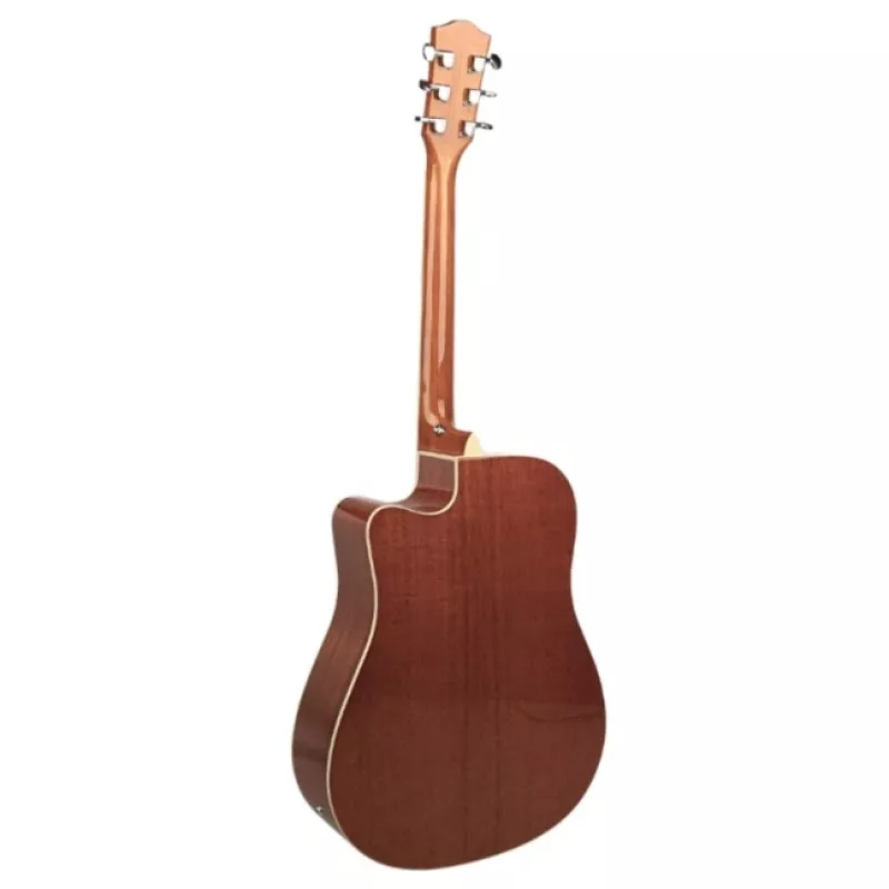 Elektroakustinė gitara V-tone VEAG1 CE 4/4 Mediena — pilno dydžio drednotas, išpjova, eglės viršus, raudonmedžio nugarėlė ir šonai, įmontuotas priešstiprintuvas
