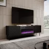 TV spintelė Cama Meble ONDA su elektriniu židiniu 1805×400×580 mm, juoda, medžio drožlių plokštės viršus (stovinti arba tvirtinama prie sienos)