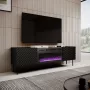 TV spintelė Cama Meble ONDA su elektriniu židiniu 1805×400×580 mm, juoda, medžio drožlių plokštės viršus (stovinti arba tvirtinama prie sienos)