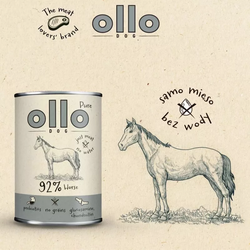 OLLO Pure Horse - šlapias šunų maistas - 400g