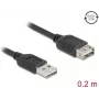USB A į USB A laidas DELOCK 81510 — USB 2.0, 0,2 m, juodas