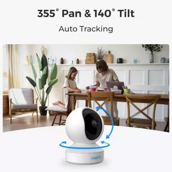 Vidinė IP apsaugos kamera Reolink E serijos E330 — 4 MP, 4 mm objektyvas, 84°×45° matymo laukas, 2,4/5 GHz Wi‑Fi, dvipusis garsas, žmonių/gyvūnų aptikimas