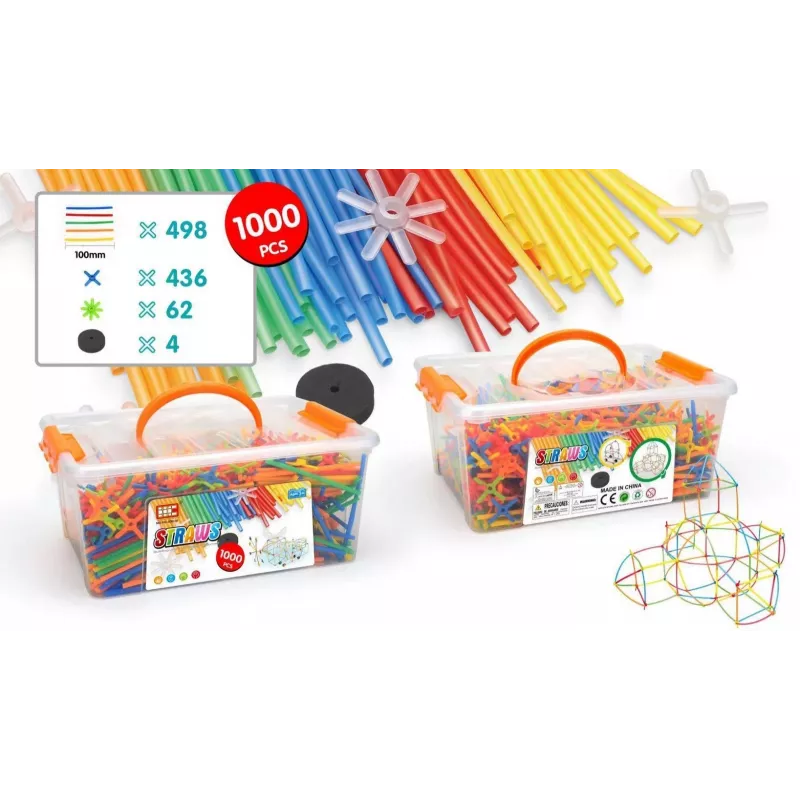 Statybiniai blokeliai Ascato Askato Little Straws 1000 vnt. — konstrukcinis žaislų rinkinys, 1000 vienetų