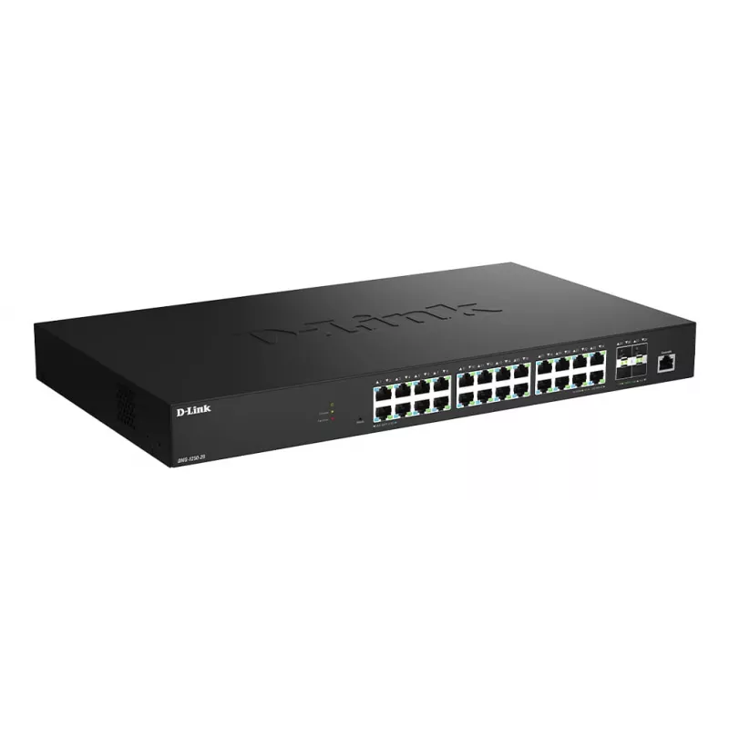 D-Link 28 prievadų 2.5G kelių gigabitų išmanusis valdomas komutatorius su 4 x 10G SFP+ prievadais