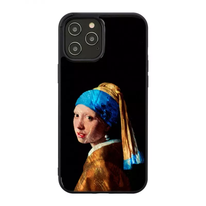 Apsauginis iKins dėklas Apple iPhone 12 Pro Max su „Mergina su perlų auskaru“ dizainu
