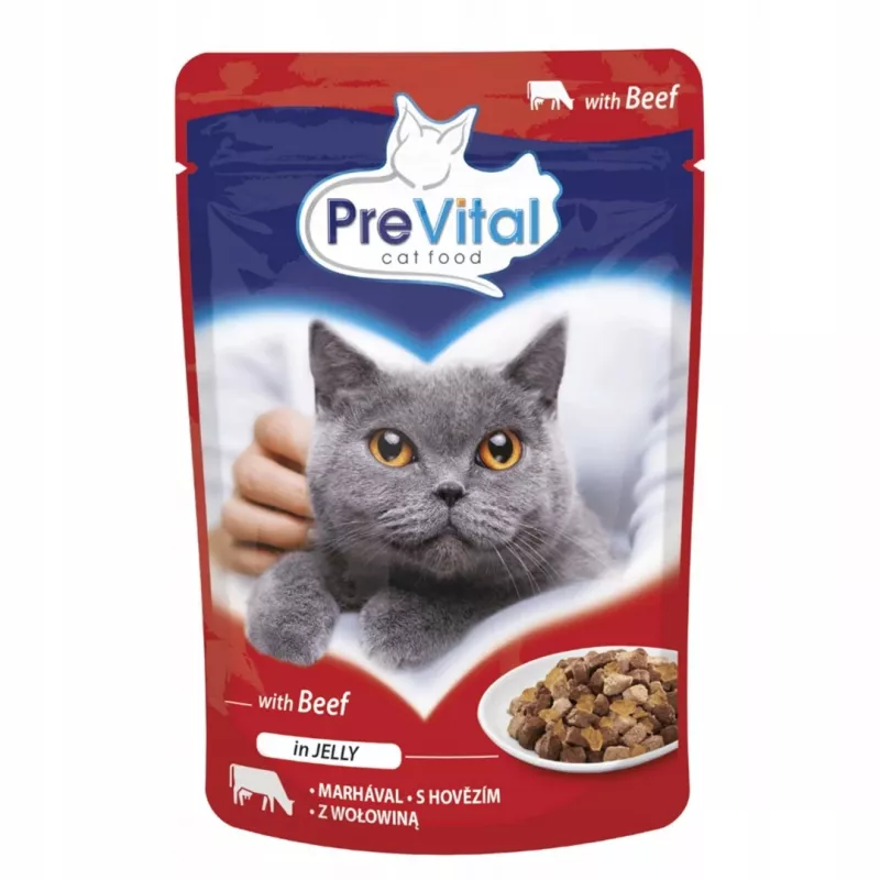 PREVITAL Jautiena drebučiuose - drėgnas kačių ėdalas - 100g