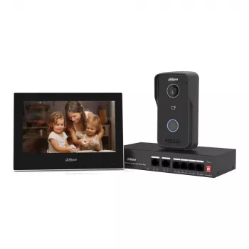 Vaizdo durų skambučio rinkinys DAHUA KTP03 7 colių monitorius, 2 laidų jungtis, PoE, 1024x600, 2MP kamera