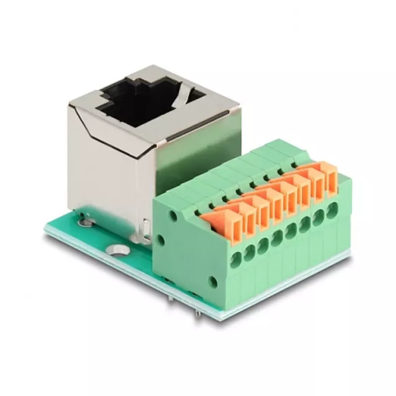 DeLOCK 90653 jungčių adapteris RJ45 8 kontaktų gnybtų blokas Žalias Sidabrinis