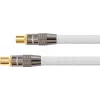SAT antenos kabelis, IEC/Koax kištukas ir lizdas paauksuoti, ekranavimo klasė 120 dB, 75 omų, nailono pynė balta, 3 m, PYTHON® serija (GC-M2004)