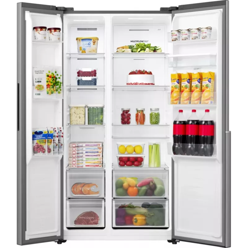 Gorenje HZF55082 NRS917E41XWD G400, Pastatomas, Amerikietiškos durys, Pilka, 2 durys (-ų), Jutiklinis, LED