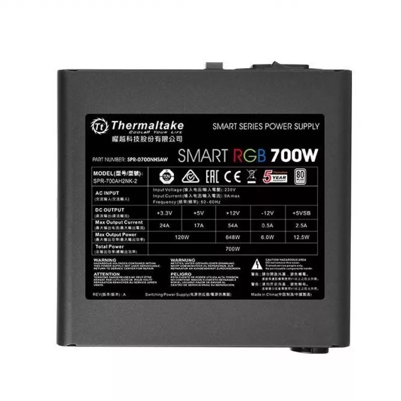 Maitinimo blokas Smart 700W RGB, 80PLUS, 230V EU, 2xPEG, 120mm, vienos šakos