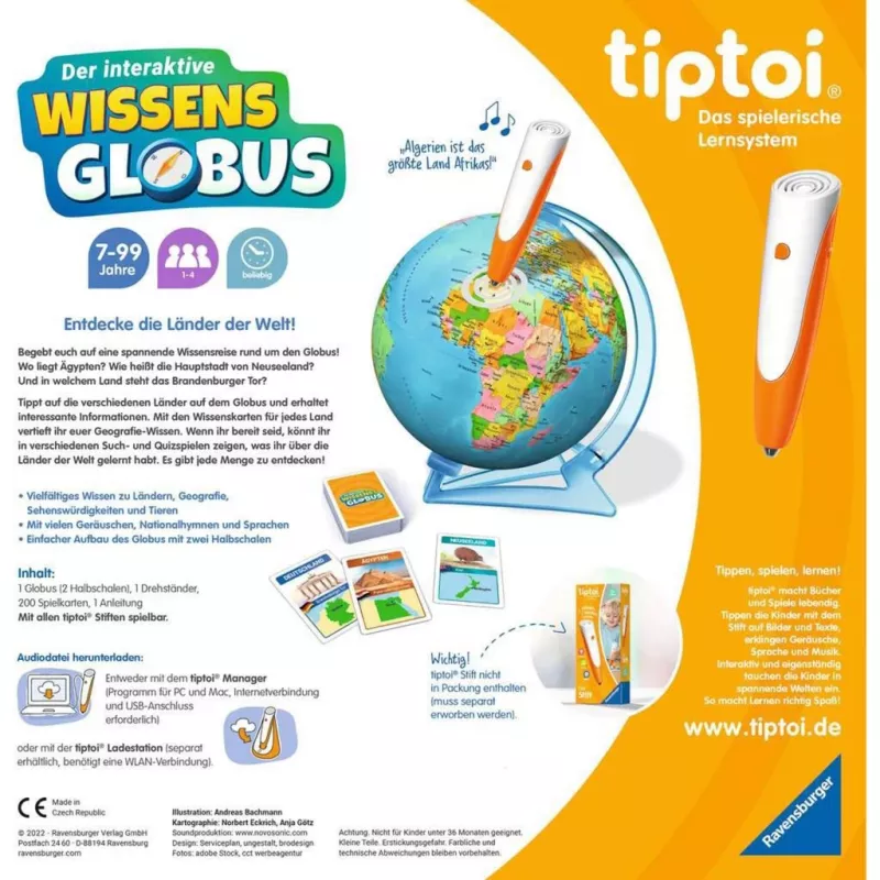 Edukacinis žaislas Ravensburger tiptoi Interaktyvus žinių gaublys