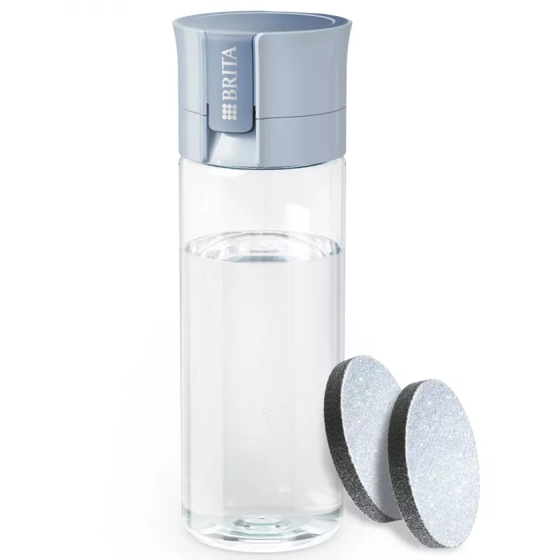 Filtruojantis butelis BRITA Vital Pastel Blue 600 ml su 2 MicroDisc filtrais, be BPA, tinkamas plauti indaplovėje