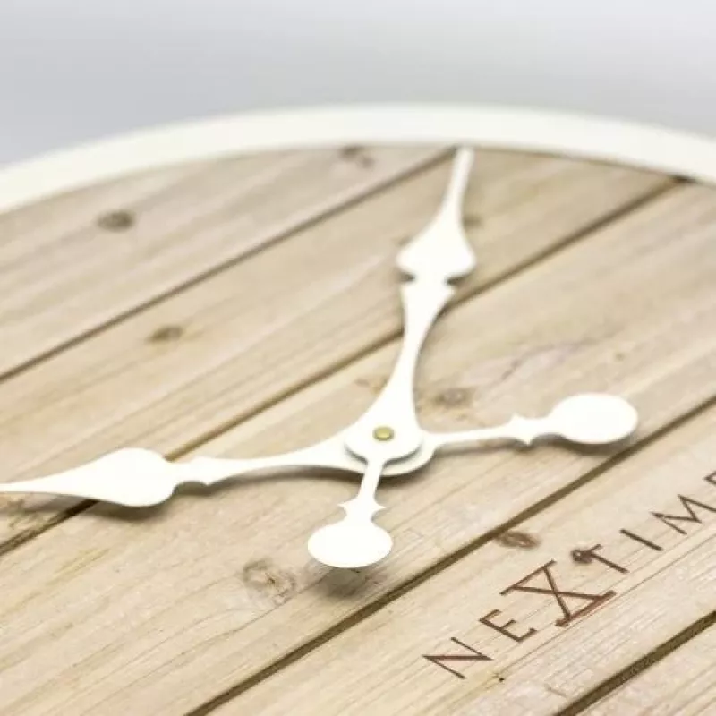NeXtime klok 3134wi Plank, Ø50 cm, Sieninis, Baltas