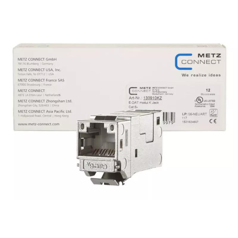 RJ45 jungtis METZ CONNECT 130910KZ Sidabrinė Moteriška 12 vnt.