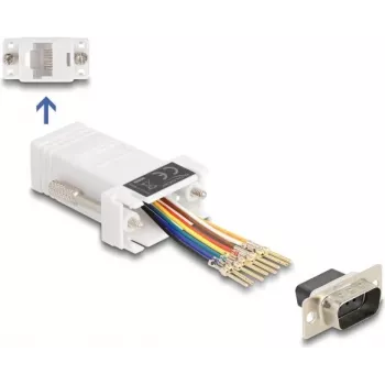 DeLOCK D-Sub 9 kontaktų kištukinis į RJ45 lizdinį surinkimo rinkinys baltas VGA RJ-45