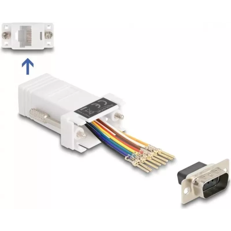 DeLOCK D-Sub 9 kontaktų kištukinis į RJ45 lizdinį surinkimo rinkinys baltas VGA RJ-45