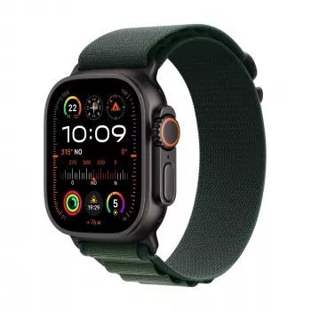 APPLE Watch Ultra 2 GPS + Cellular 49mm Black Titanium Case su Dark Green Alpine Loop - Large
