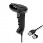 Rankinis brūkšninių kodų skaitytuvas QOLTEC 50868 — 1D/2D lazerinis skaitytuvas, USB laidinis ir belaidis, skaitymo atstumas 600 mm, juodas