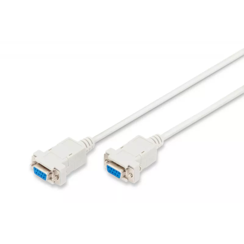 Assmann Zero-Modem jungiamasis kabelis. D-Sub9 F/F. 3,0 m. užsegami gaubtai. smėlio sp. (AK-610100-030-E)