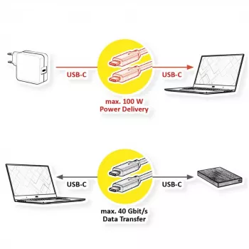 USB kabelis VALUE 11.99.9085 USB4 Gen 3x2 0,5 m USB C juodas