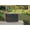 Lauko sandėliavimo dėžė Keter Kentwood 190L — 190 litrų, grafito spalvos, atverčiamas dangtis, 823×457×577 mm