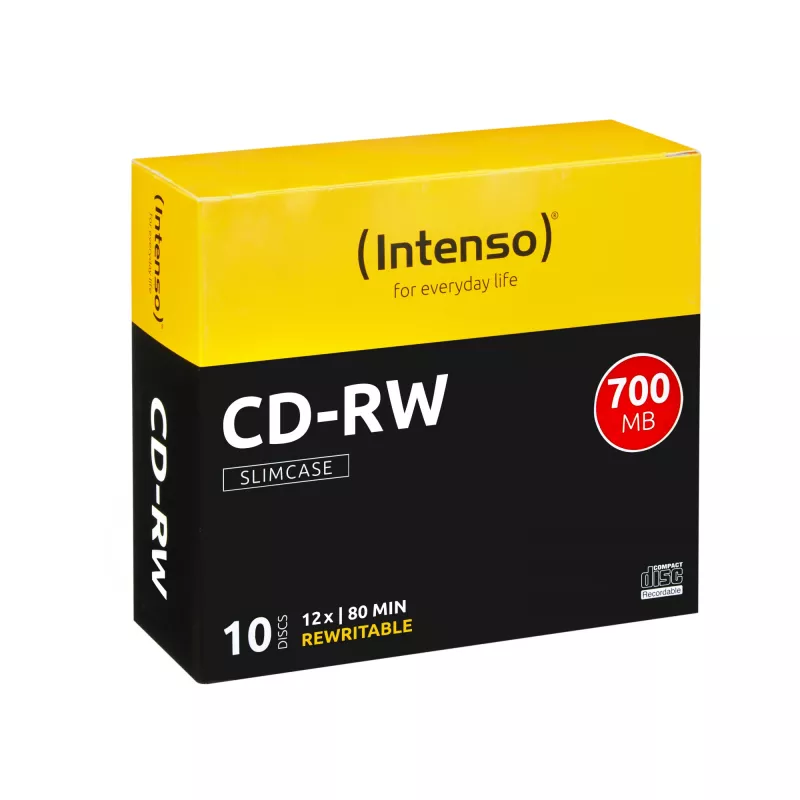 Perrašomi CD-RW INTENSO 700 MB / 80 min, 12x, 10 vnt. pakuotė, 120 mm (plonas dėklas)