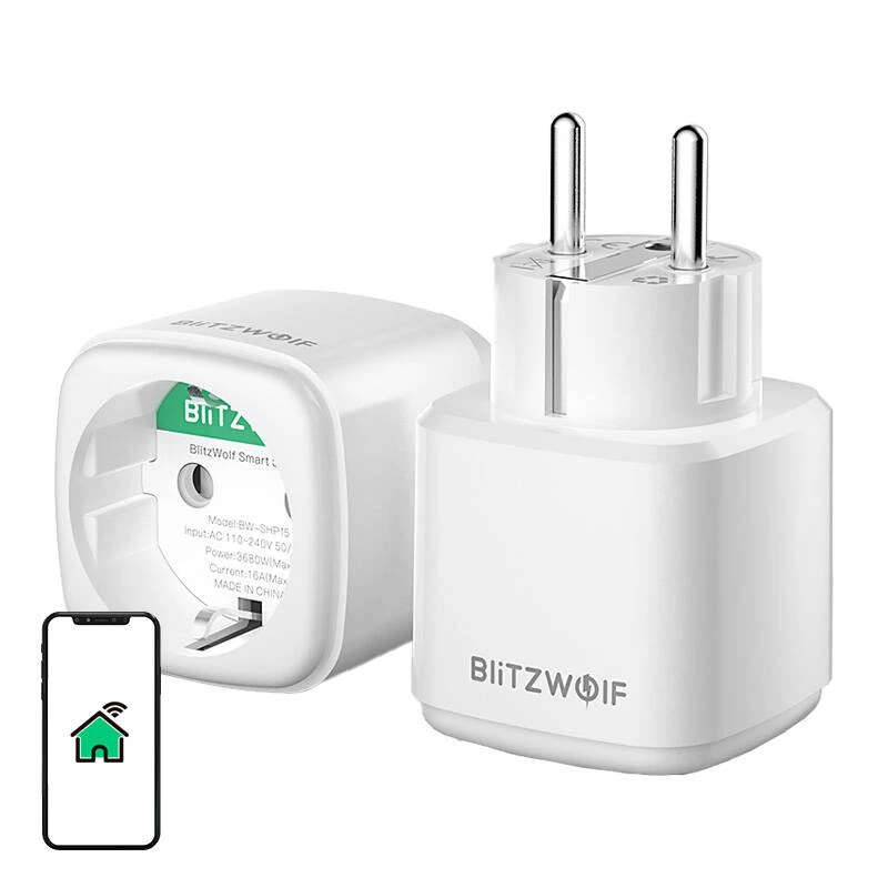 Išmanusis lizdas BlitzWolf BW-SHP15 ZigBee 3680W — į sieną montuojamas Wi‑Fi/ ZigBee suderinamas maitinimo lizdas