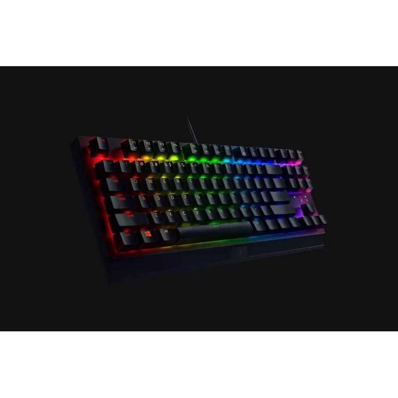 Mechaninė žaidimų klaviatūra Razer JuodaWidow V3 Tenkeyless — USB, QWERTY US, Razer Geltona jungikliai, RGB apšvietimas, juoda