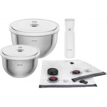 Maisto laikymo vakuuminis dubenų rinkinys ZWILLING Fresh&Save Bowl Starter Set 9 dalių, nerūdijantis plienas