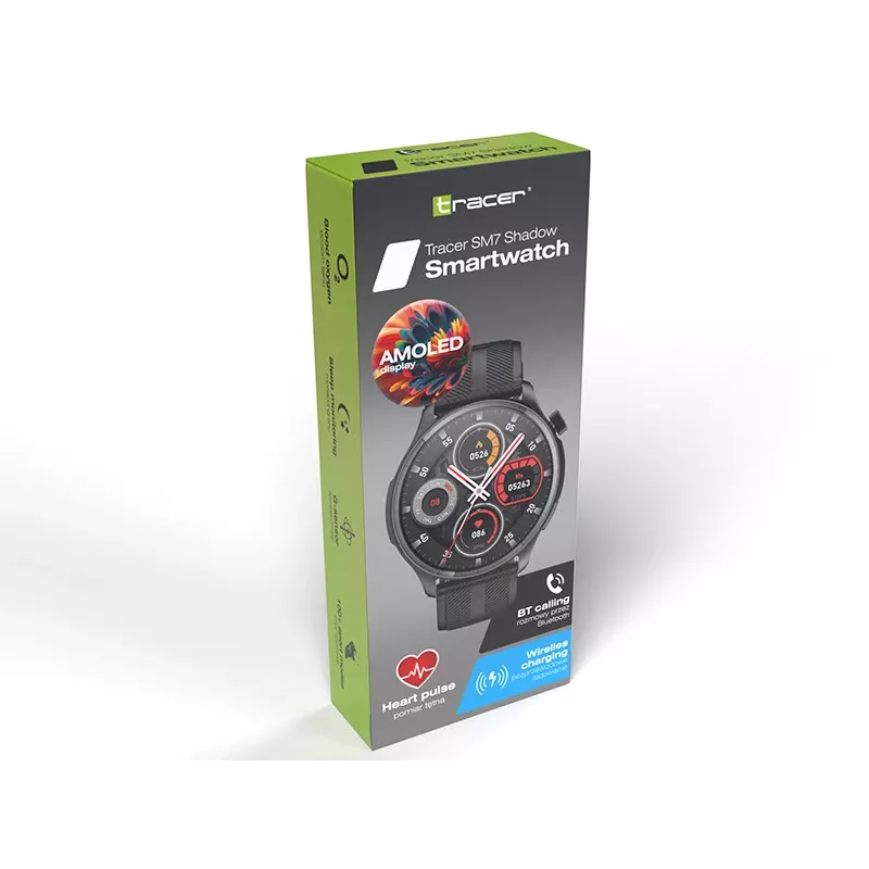 Išmanusis laikrodis TRACER SM7 Shadow su Bluetooth ir širdies ritmo monitoriumi