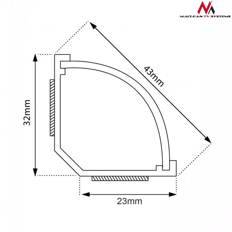 Kabelio lankstus vamzdis MACLEAN MCTV-575 grindims, baltas, 1,5 m, plotis 43 mm, aukštis 2,3–3,2 cm