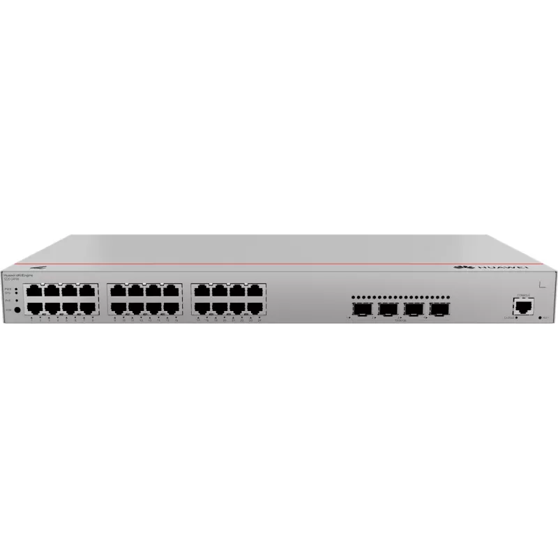Jungiklis HUAWEI S220-24P4X — 24 x Gigabit (10/100/1000) RJ-45, 4 x SFP+, PoE, 1U pilkas